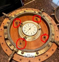 Rare Brass Porthole Vintage Seth Thomas Nautical Clock Runs Maritime Ship 22