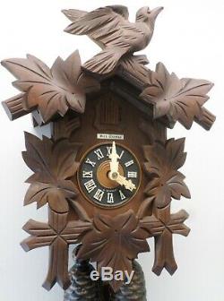 Rare German Seth Thomas Hand Carved Working 8 Day Black Forest Cuckoo Clock