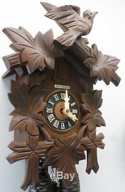 Rare German Seth Thomas Hand Carved Working 8 Day Black Forest Cuckoo Clock