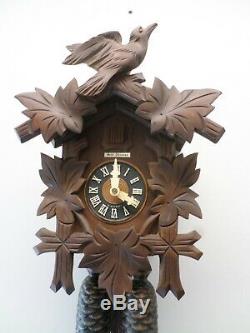 Rare German Seth Thomas Hand Carved Working 8 Day Black Forest Cuckoo Clock