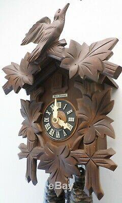 Rare German Seth Thomas Hand Carved Working 8 Day Black Forest Cuckoo Clock