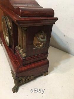 Rare Seth Thomas Faux Wood Grain Adamantine Mantle Clock