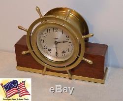 Rare Seth Thomas Mayflower 3 1941 Ships Strike Clock With Mahogany Stand