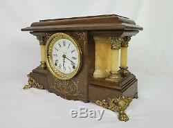 Rare Seth Thomas Shasta 1911 Mantel Clock Brown Adamantine Restored Runs Great