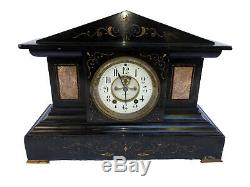 Rare Seth Thomas Solid Marble Antique Time and Strike Mantle Clock 1860s 1870s