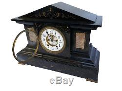 Rare Seth Thomas Solid Marble Antique Time and Strike Mantle Clock 1860s 1870s