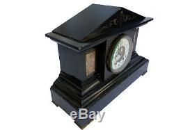 Rare Seth Thomas Solid Marble Antique Time and Strike Mantle Clock 1860s 1870s