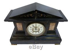 Rare Seth Thomas Solid Marble Antique Time and Strike Mantle Clock 1860s 1870s