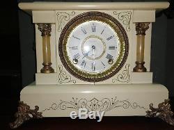 Rare Seth Thomas White Adamantine Mantel Clock Working