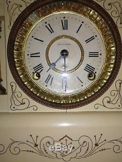 Rare Seth Thomas White Adamantine Mantel Clock Working