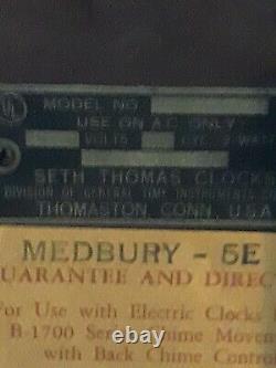 Rare VTG 1948 SETH THOMAS Medbury- 5 E MANTLE ELECTRIC CLOCK with CHIMES
