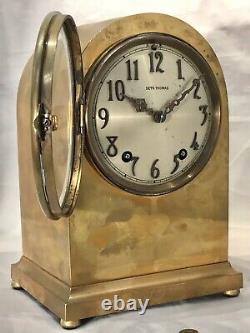 Rare Vintage Antique USA Seth Thomas Strikes Keywound Bronze Clock W Pendulum