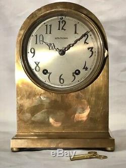 Rare Vintage Antique USA Seth Thomas Strikes Keywound Bronze Clock W Pendulum