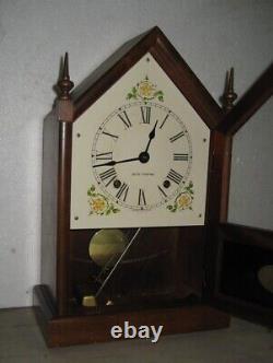Rare Vintage Seth Thomas Steeple 8-Day Chime Mantle Clock Working 14 1/2 High