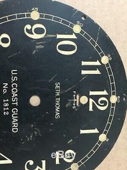 Rare WWII Era Seth Thomas US Coast Guard 6 Ships Clock Dial