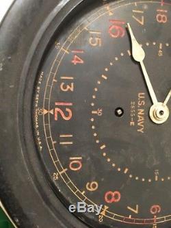 Rare WWII Era Seth Thomas US Navy 24 Hour Military Time Zulu Clock 8 1/2 Dial