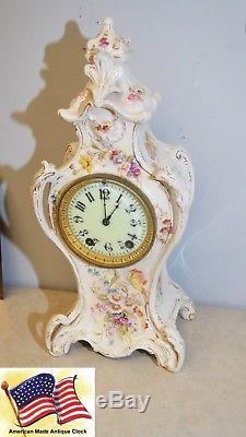 Restored Seth Thomas Beta-1896 Fine Porcelain Case Antique Mantle Clock