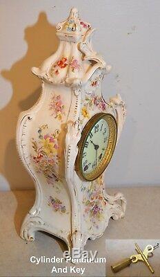 Restored Seth Thomas Beta-1896 Fine Porcelain Case Antique Mantle Clock