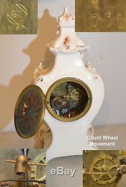 Restored Seth Thomas Beta-1896 Fine Porcelain Case Antique Mantle Clock