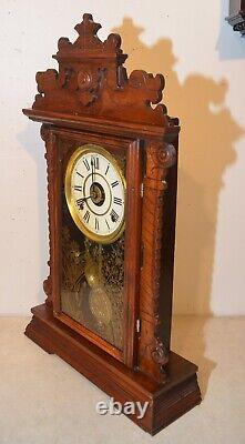 Restored Seth Thomas City Series Bangor-1884 Time & Hour Strike Clock In Walnut