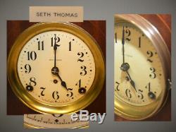 Restored Seth Thomas Prospect 2-1913 Antique Cabinet Clock In Mahogany & Inlay