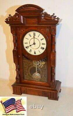 Restored Seth Thomas Rare&grand Hecla 1885 Mahogany Antique Cabinet Clock