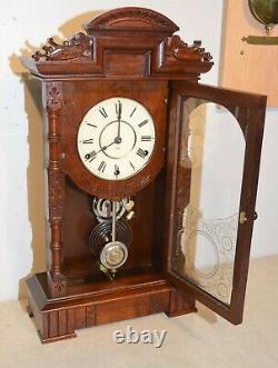 Restored Seth Thomas Rare&grand Hecla 1885 Mahogany Antique Cabinet Clock