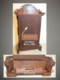 Restored Seth Thomas Rare&grand Hecla 1885 Mahogany Antique Cabinet Clock