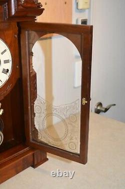 Restored Seth Thomas Rare&grand Hecla 1885 Mahogany Antique Cabinet Clock