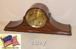 Restored Seth Thomas Tambour 12-1928 Antique Cabinet Clock In Ribbon Mahogany