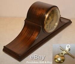 Restored Seth Thomas Tambour 12-1928 Antique Cabinet Clock In Ribbon Mahogany