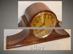 Restored Seth Thomas Tambour 12-1928 Antique Cabinet Clock In Ribbon Mahogany