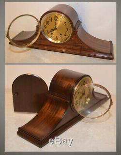 Restored Seth Thomas Tambour 12-1928 Antique Cabinet Clock In Ribbon Mahogany