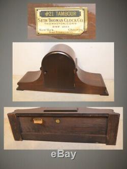 Restored Seth Thomas Tambour 21-1928 Antique Mahagony Time & Strike Clock