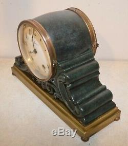 Restored Seth Thomas Tampa 1907 Antique Bronze & Verde Mantle & Shelf Clock