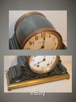 Restored Seth Thomas Tampa 1907 Antique Bronze & Verde Mantle & Shelf Clock