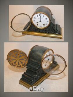 Restored Seth Thomas Tampa 1907 Antique Bronze & Verde Mantle & Shelf Clock