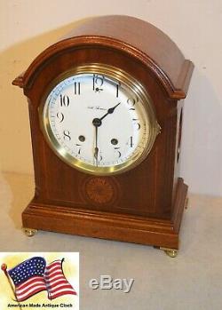 Restored Seth Thomas Tory-1913 Antique Cabinet Clock In Mahogany With Inlays