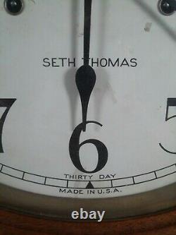 SETH THOMAS 30 Day Office Gallery Lobby Regulator Wall Clock Ticks Complete