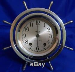 SETH THOMAS ANTIQUE NICKEL PLATED BRASS SHIPS BELL-4 CLOCK Circa 1935 1940