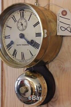SETH THOMAS ANTIQUE SHIP'S BELL CLOCK EXTERNAL lBELLc. 1887 KEYSTRIKE LEVER