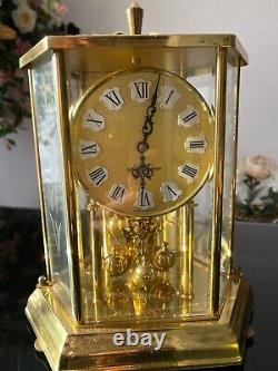 SETH THOMAS Beveled Etched Glass Brass Anniversary Clock