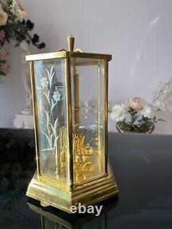 SETH THOMAS Beveled Etched Glass Brass Anniversary Clock