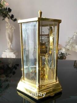 SETH THOMAS Beveled Etched Glass Brass Anniversary Clock