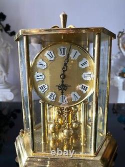 SETH THOMAS Beveled Etched Glass Brass Anniversary Clock