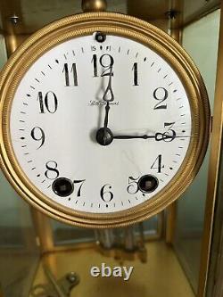 SETH THOMAS Brass & Glass Crystal Regulator Shelf Clock NOT WORKING AS IS PARTS