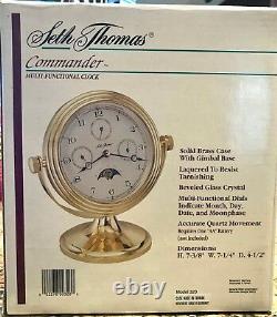 SETH THOMAS Clock, Multifunctional COMMANDER Clock, Solid Brass Case Gimbel Base