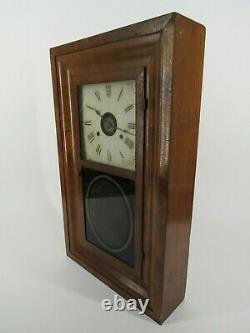 SETH THOMAS OGEE CLOCK antique mantel mantle walnut weights key scene RARE ALARM