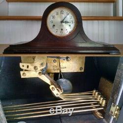 SETH THOMAS WESMINSTER MANTEL CLOCK antique vintage wood chime pendulum key