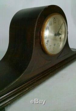 SETH THOMAS WESMINSTER MANTEL CLOCK antique vintage wood chime pendulum key